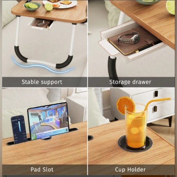 LAPTOP/DESKTOP: Large BLUE & Portable w/Cup Holder & Drawer, NIB - Picture 9 of 15